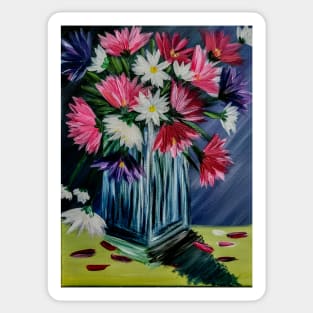 A beautiful bouquet flowers in a glass vase Sticker